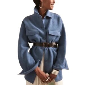 Avec Les Filles Blue Periwinkle Button Down Shacket
